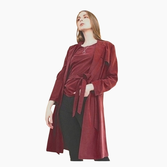 KESTAN Hawthorne Burgundy Trench coat. Size medium NWT - Picture 2 of 11